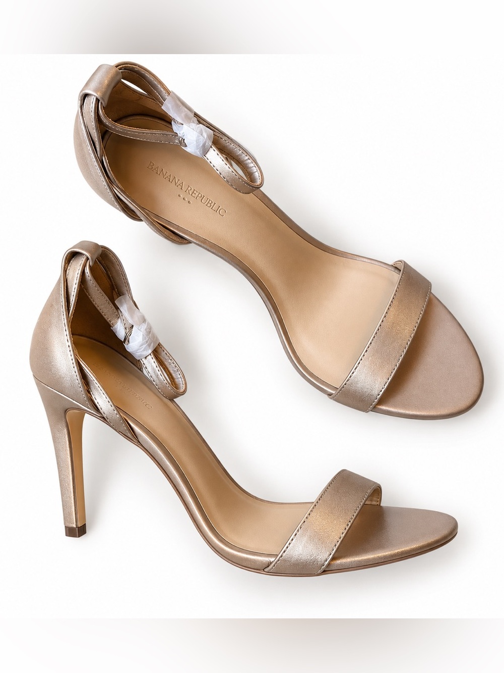 Banana Republic Metallic Taupe Open-Toe Ankle-Strap Heels NWT